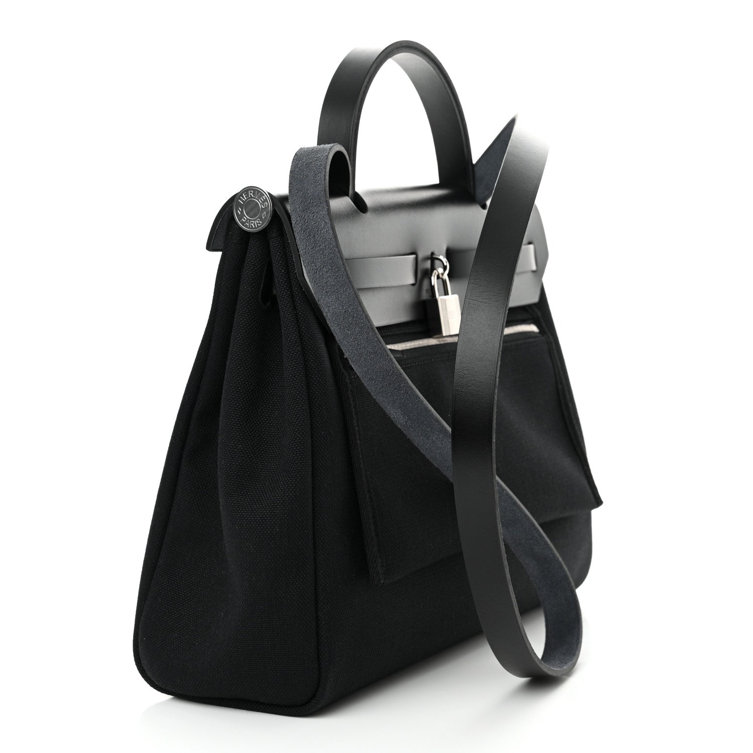 Hermes Military Toile Vache Hunter Herbag Zip Retourne 31 PM Black 4 of 11
