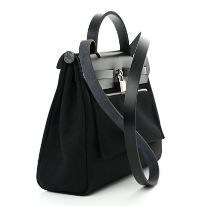 Hermes Military Toile Vache Hunter Herbag Zip Retourne 31 PM Black 4 of 11