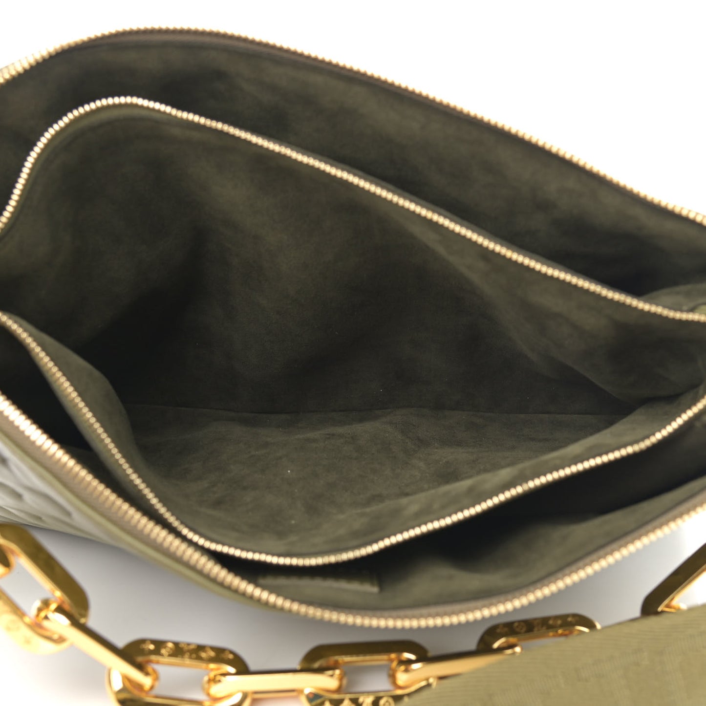 Lambskin Embossed Monogram Coussin MM Khaki