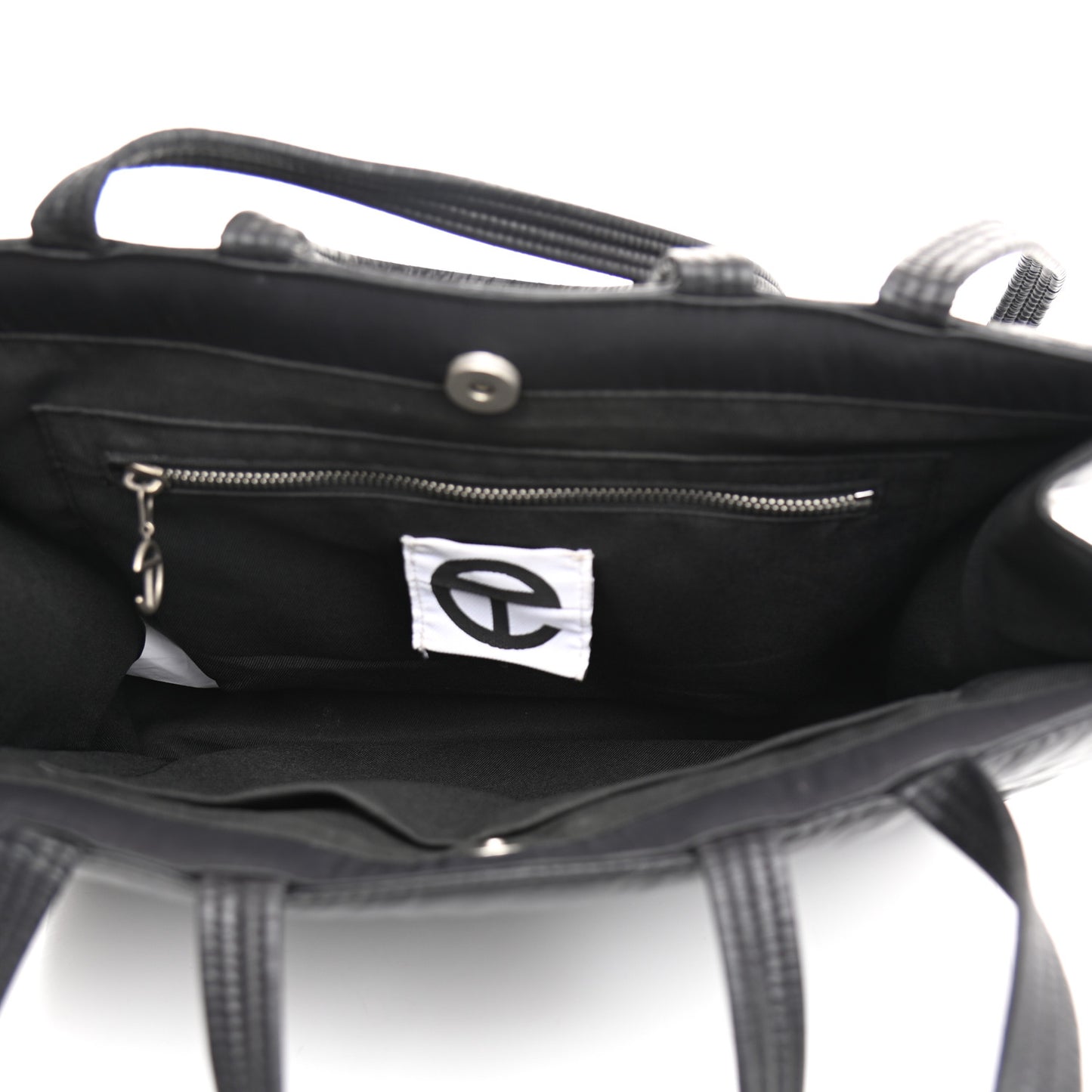 Nylon Medium Puff Shopping Bag Black