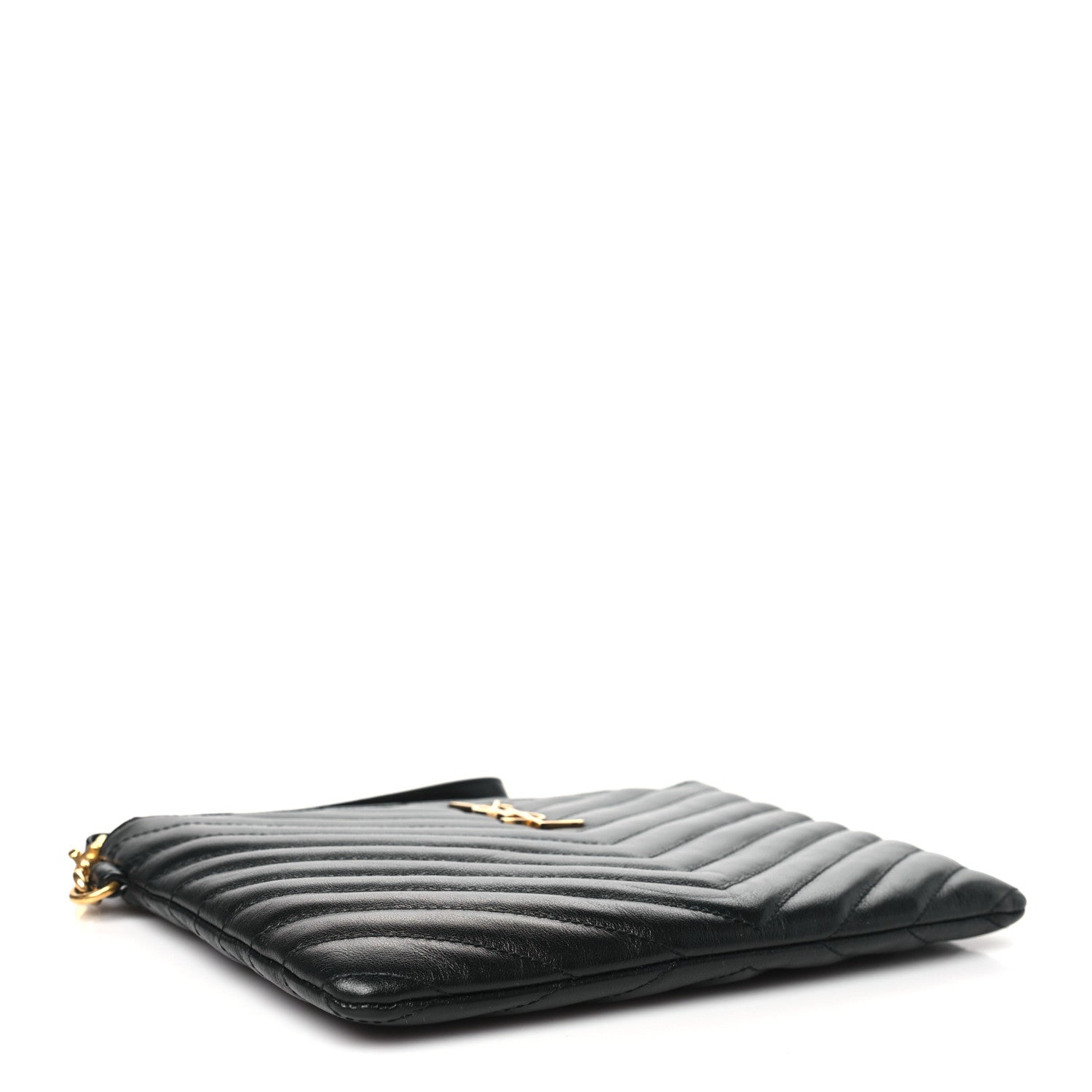 Saint Laurent Lambskin Matelasse Chevron Monogram A5 Wristlet Black 4 of 11