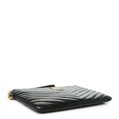 Saint Laurent Lambskin Matelasse Chevron Monogram A5 Wristlet Black 4 of 11