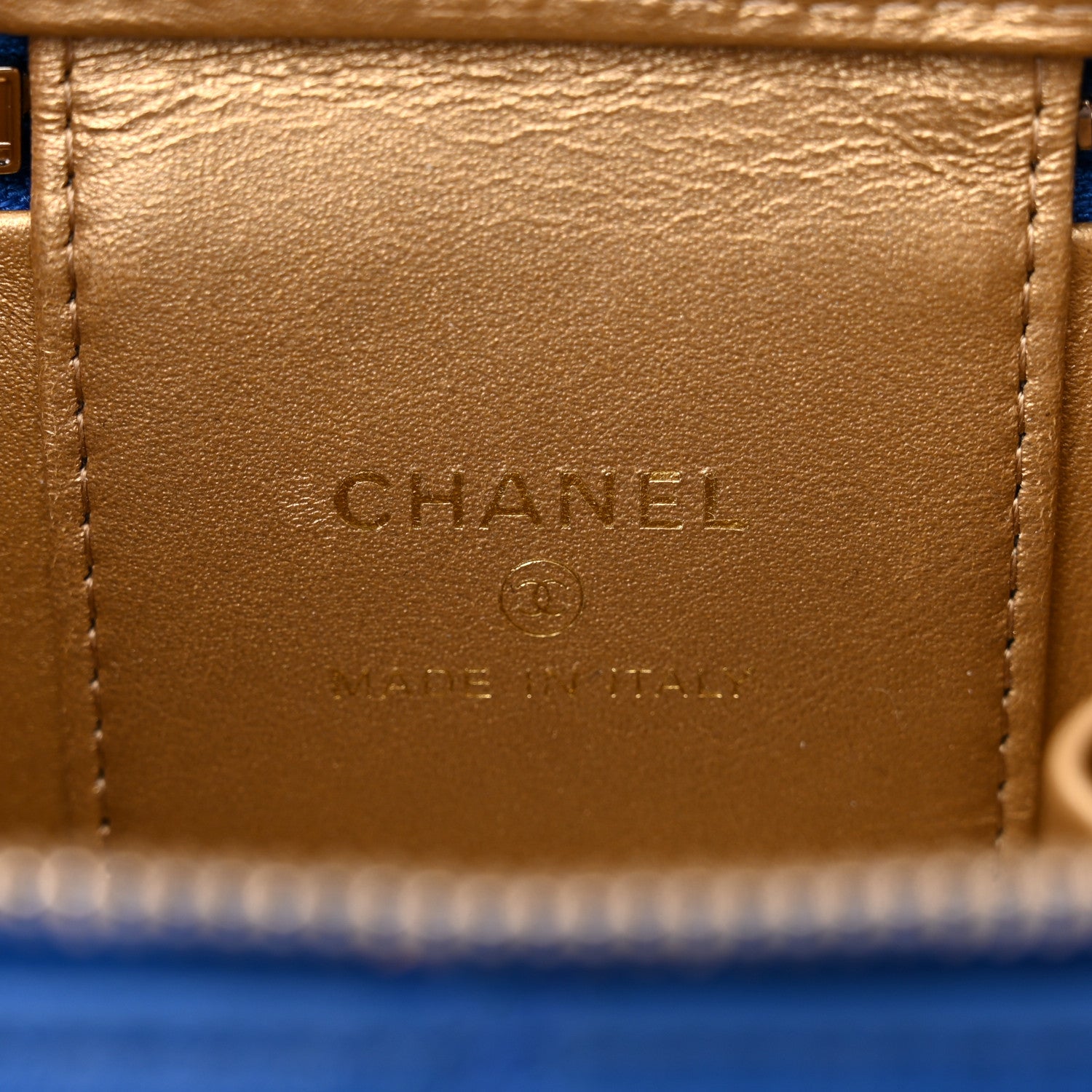 Chanel Lambskin Quilted Pearl Crush Mini Vanity Case With Chain Blue 6 of 11