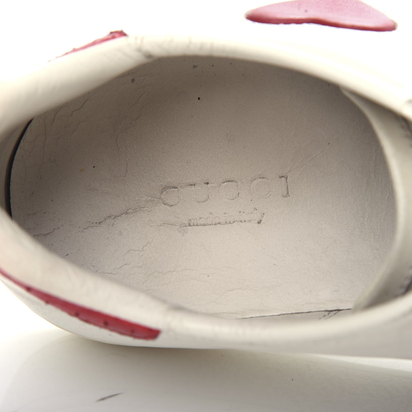 Calfskin Ayers Web Heart Embroidered Womens Ace Sneakers 35.5 White