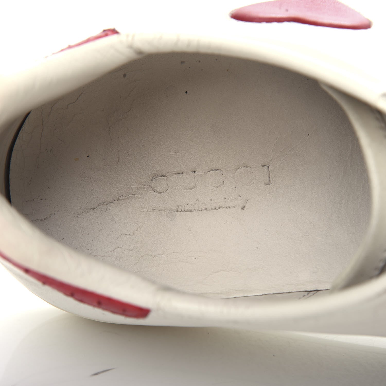 Gucci Calfskin Ayers Web Heart Embroidered Womens Ace Sneakers 35.5 White 8 of 10