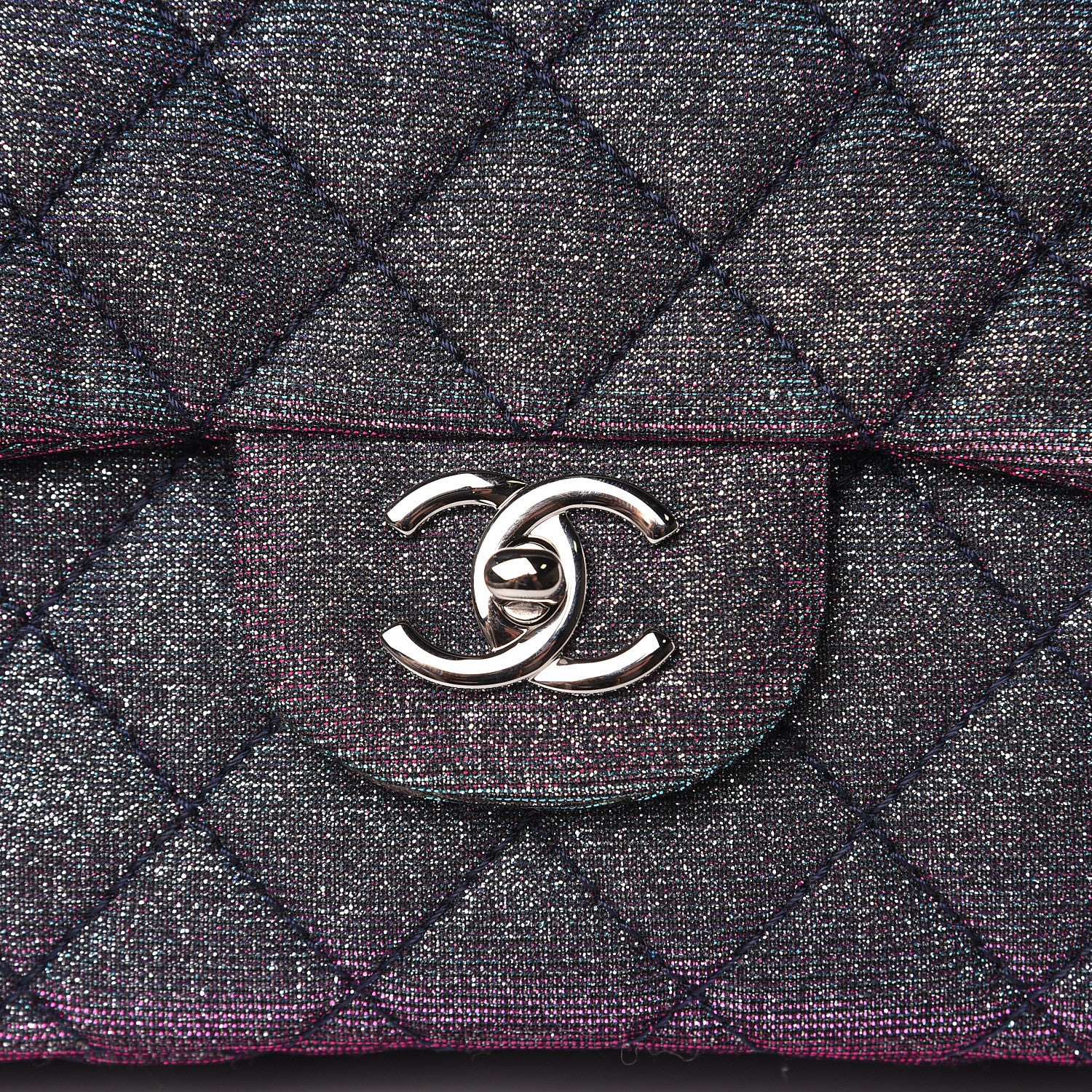 Chanel Iridescent Glitter Fabric Jumbo Single Flap Multicolor 8 of 12