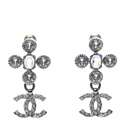 Chanel Ruthenium Crystal CC Drop Earrings 1 of 4