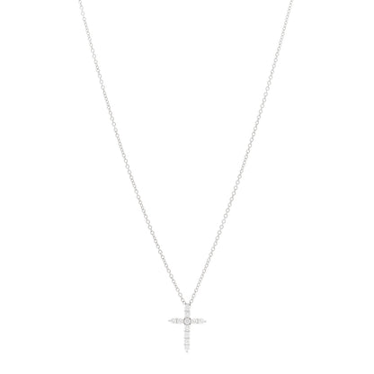 Tiffany Platinum Diamond Mini Cross Pendant Necklace 1 of 5