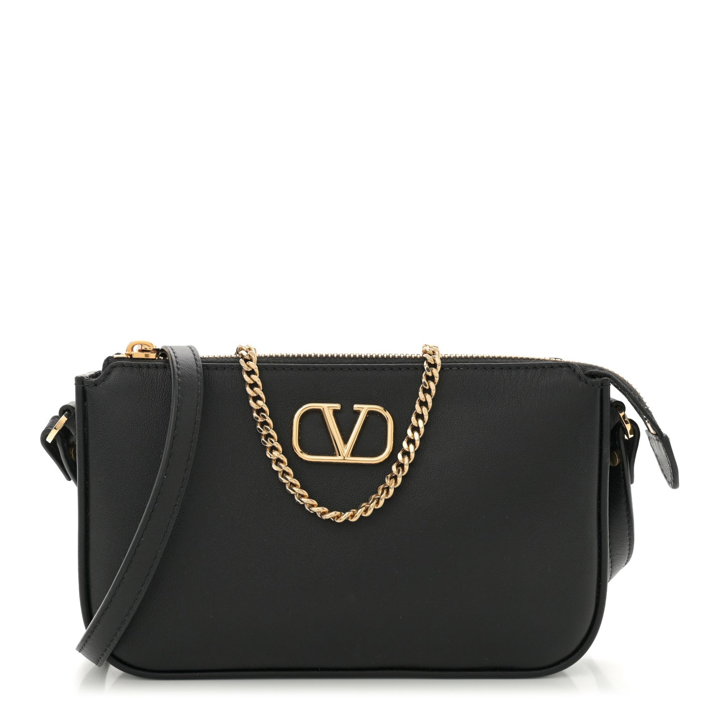 Calfskin Mini Vlogo Crossbody Bag Black