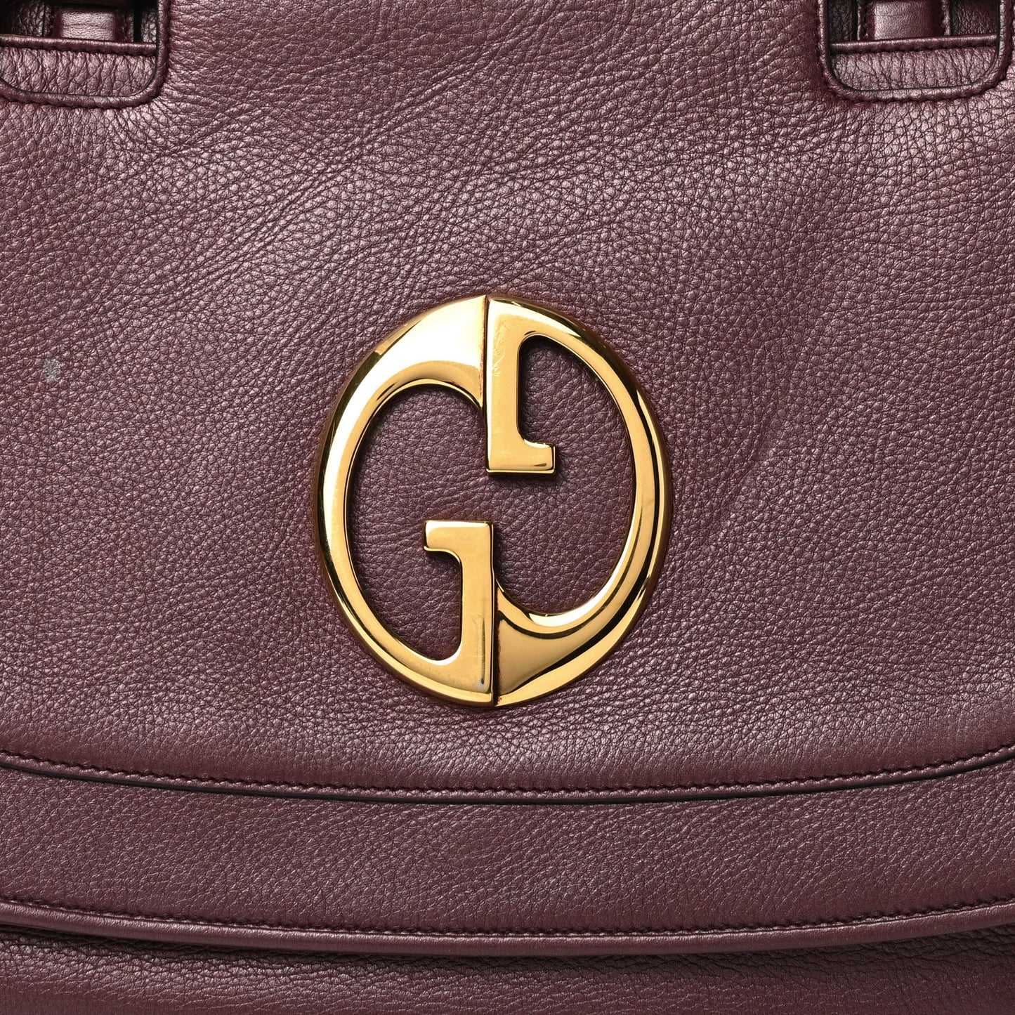Metallic Pebbled Calfskin Medium 1973 Top Handle Satchel Burgundy