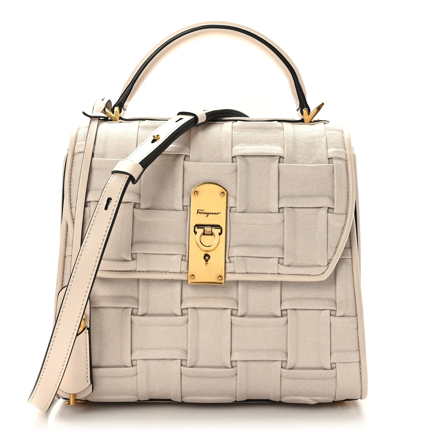 Lambskin Woven Small Boxyz Bone