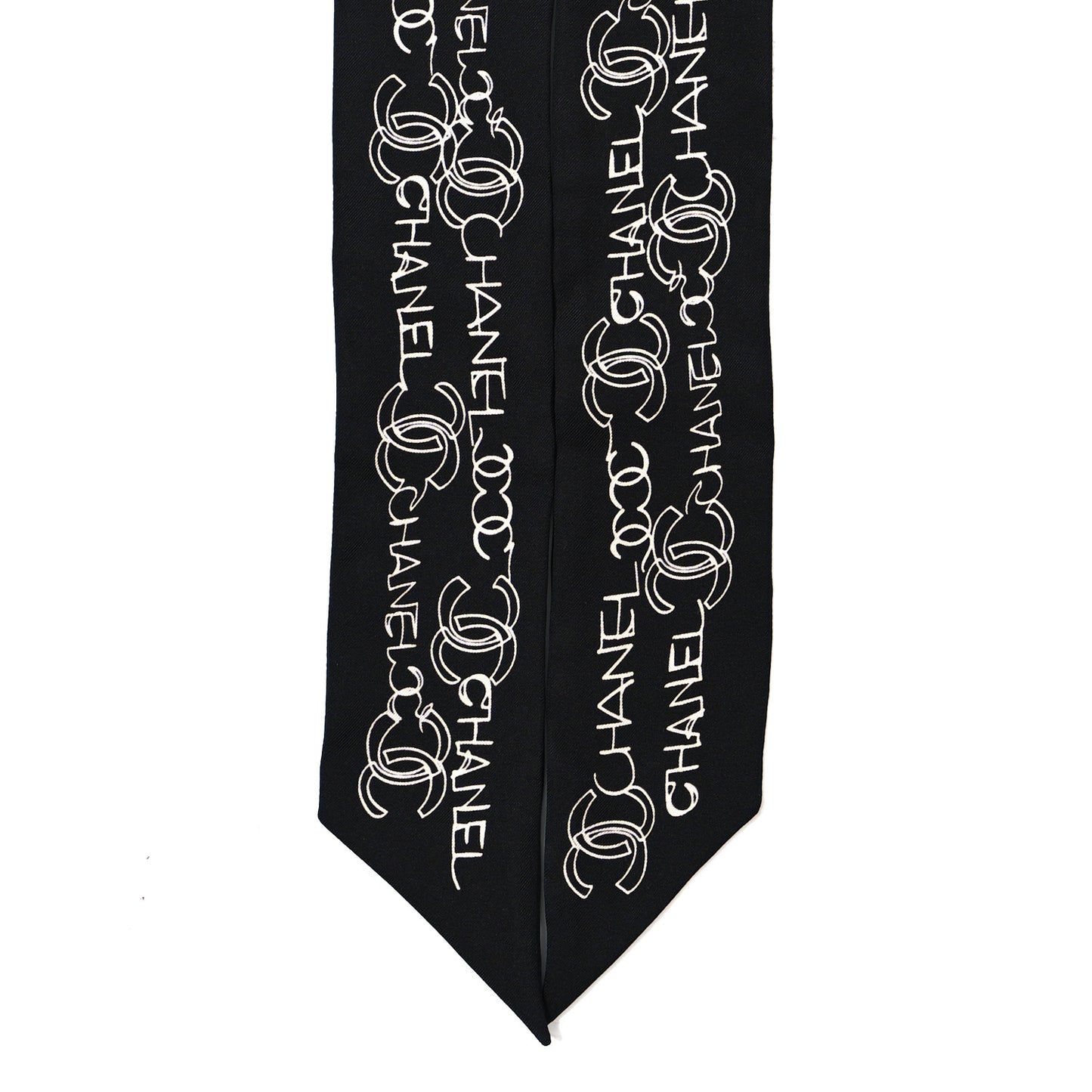 Silk Twill CC Slim Bandeau Scarf Black