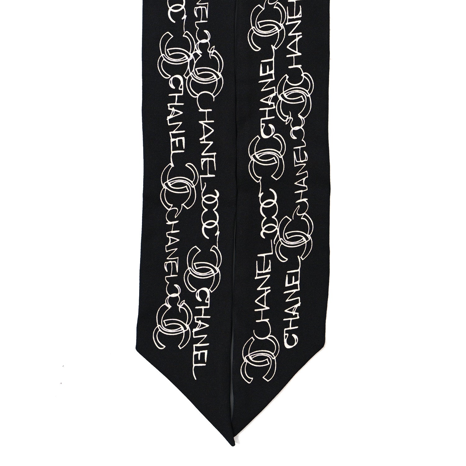 Chanel Silk Twill CC Slim Bandeau Scarf Black 2 of 4