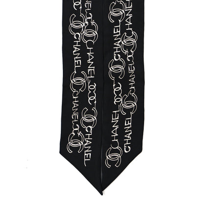 Chanel Silk Twill CC Slim Bandeau Scarf Black 2 of 4