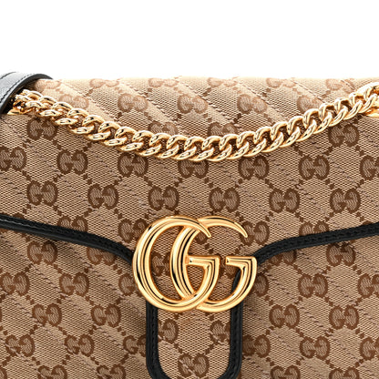 Gucci Monogram Matelasse Diagonal Small GG Marmont Shoulder Bag Beige Black 8 of 10