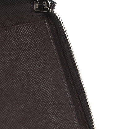 Prada Saffiano Large Zip Around Travel Wallet Brown 5 of 10