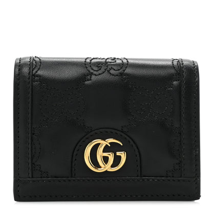 Gucci Calfskin GG Matelasse Card Case Wallet Black 1 of 12