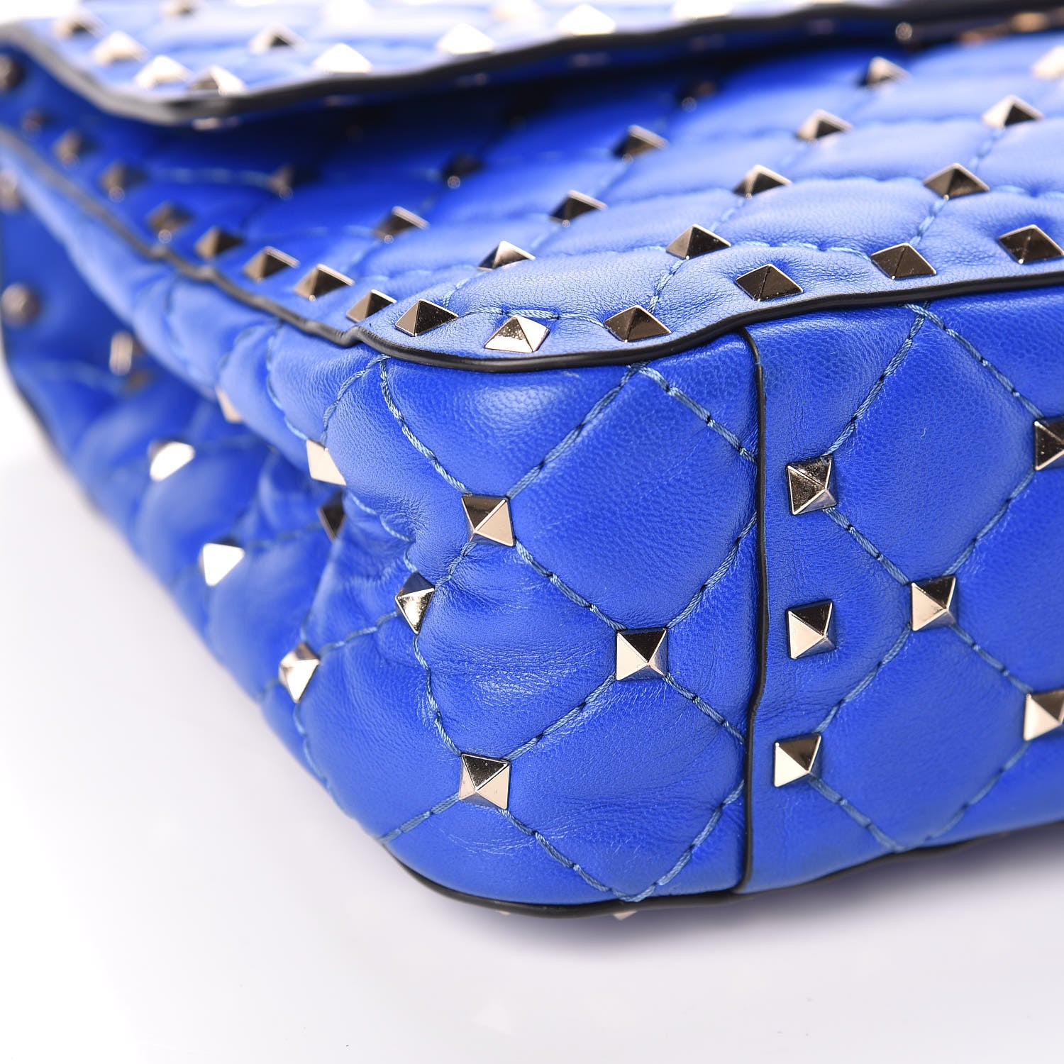 Valentino Garavani Nappa Medium Rockstud Spike Shoulder Bag Acid Blue 9 of 10