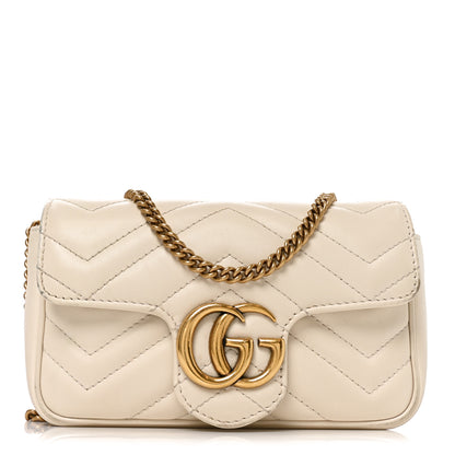 Gucci Calfskin Matelasse Super Mini GG Marmont Shoulder Bag White 1 of 10