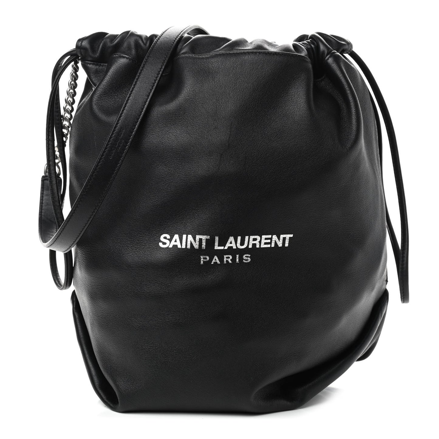 Lambskin Teddy Drawstring Bag Black