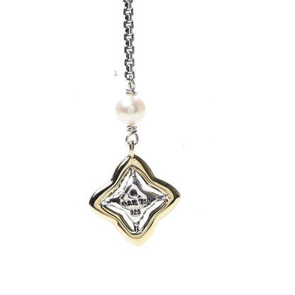 David Yurman Sterling Silver 18K Yellow Gold Pearl Quatrefoil Lariat Necklace 4 of 4