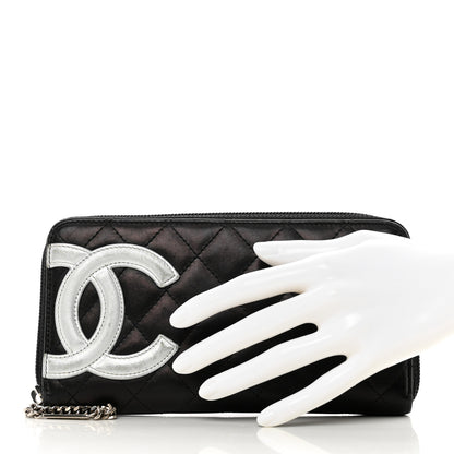Chanel Calfskin Quilted Cambon Large Gusset Zip Around Wallet Black Silver 2 of 10