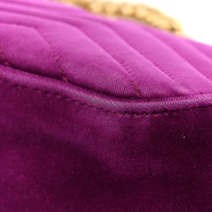 Gucci Velvet Matelasse Small GG Marmont Shoulder Bag Fuchsia Violet Cyclamen 18 of 18