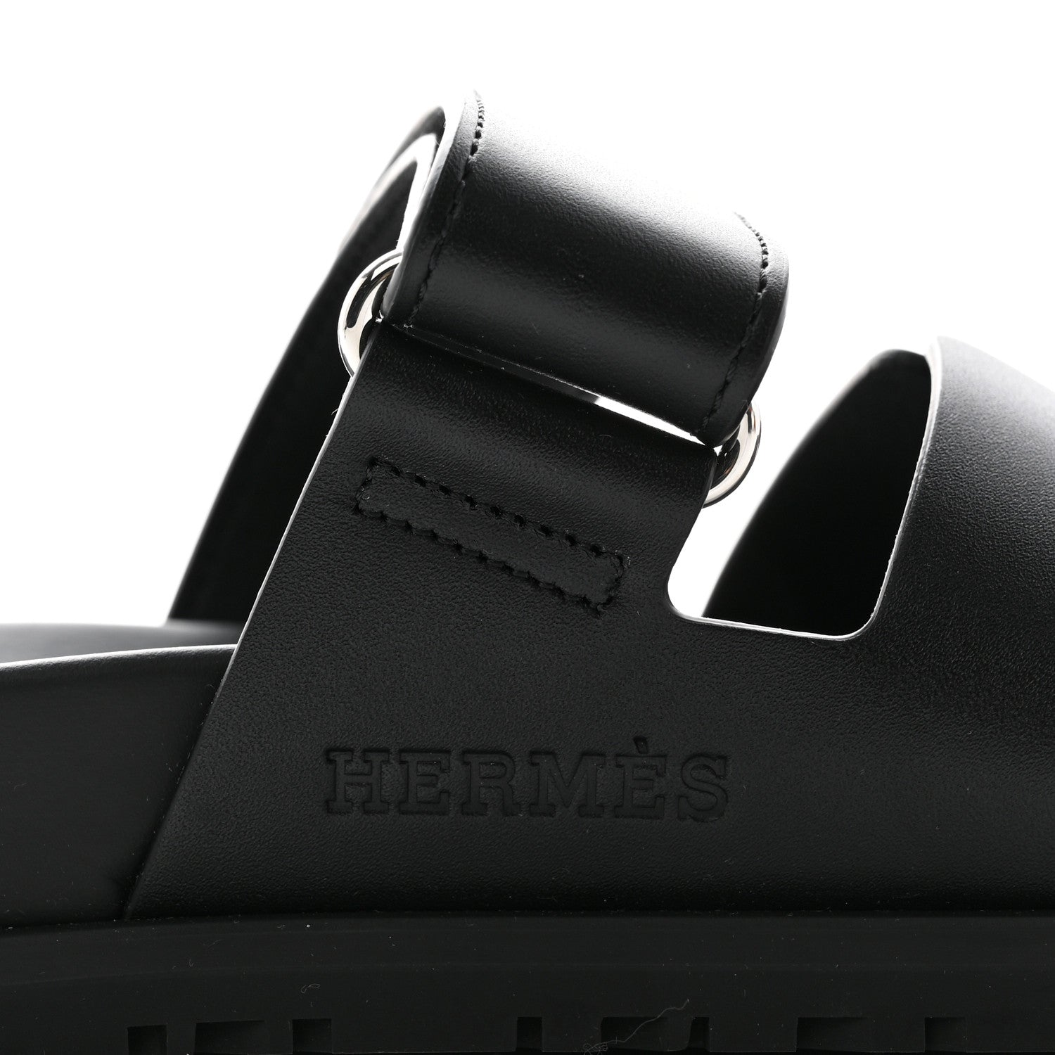 Hermes Calfskin Womens Chypre Sandals 36.5 Black 8 of 10