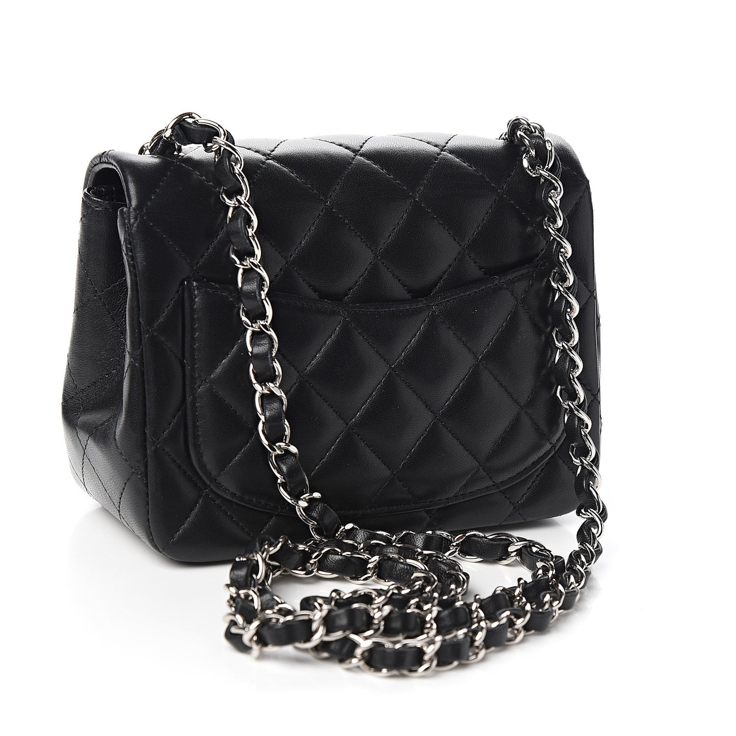 Lambskin Quilted Mini Square Flap Black