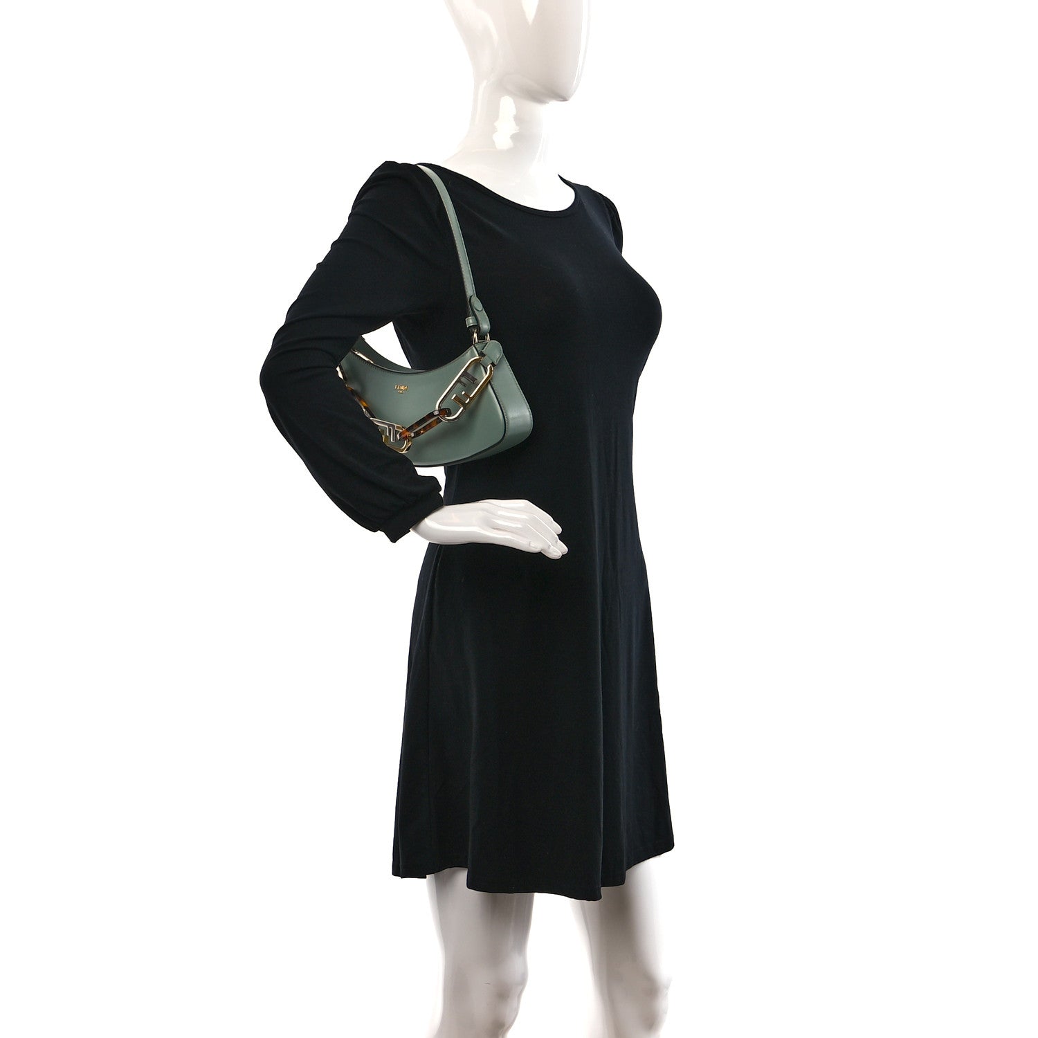 Fendi Vitello Palmellato Fendi O'Lock Swing Menta 2 of 9