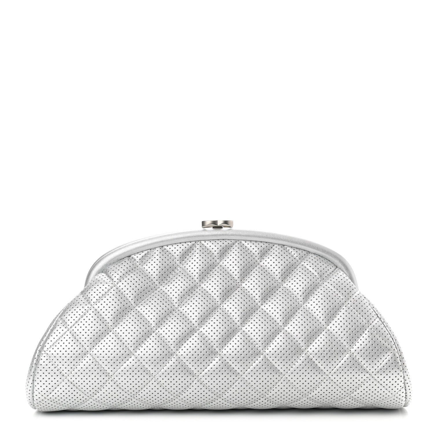 Chanel Lambskin Perforated Timeless Clutch Light Silver 1 of 9
