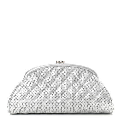 Chanel Lambskin Perforated Timeless Clutch Light Silver 1 of 9