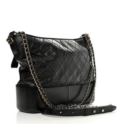 Chanel Aged Calfskin Quilted Large Gabrielle Hobo Black 3 of 10