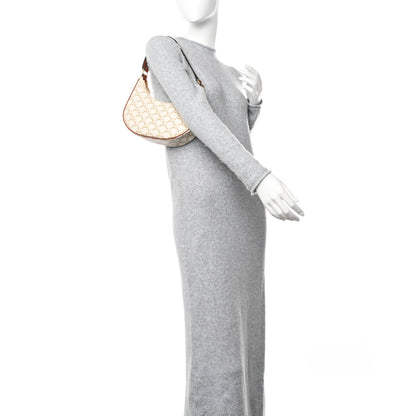 Celine Canvas Calfskin Ava Triomphe Shoulder Bag White 2 of 13