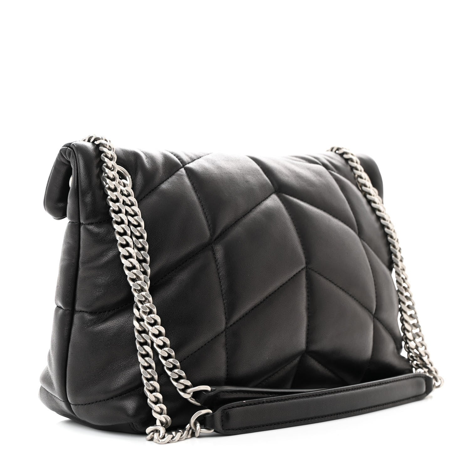Saint Laurent Lambskin Quilted Small Loulou Puffer Monogram Chain Satchel Black 3 of 11