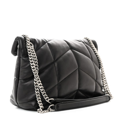 Saint Laurent Lambskin Quilted Small Loulou Puffer Monogram Chain Satchel Black 3 of 11