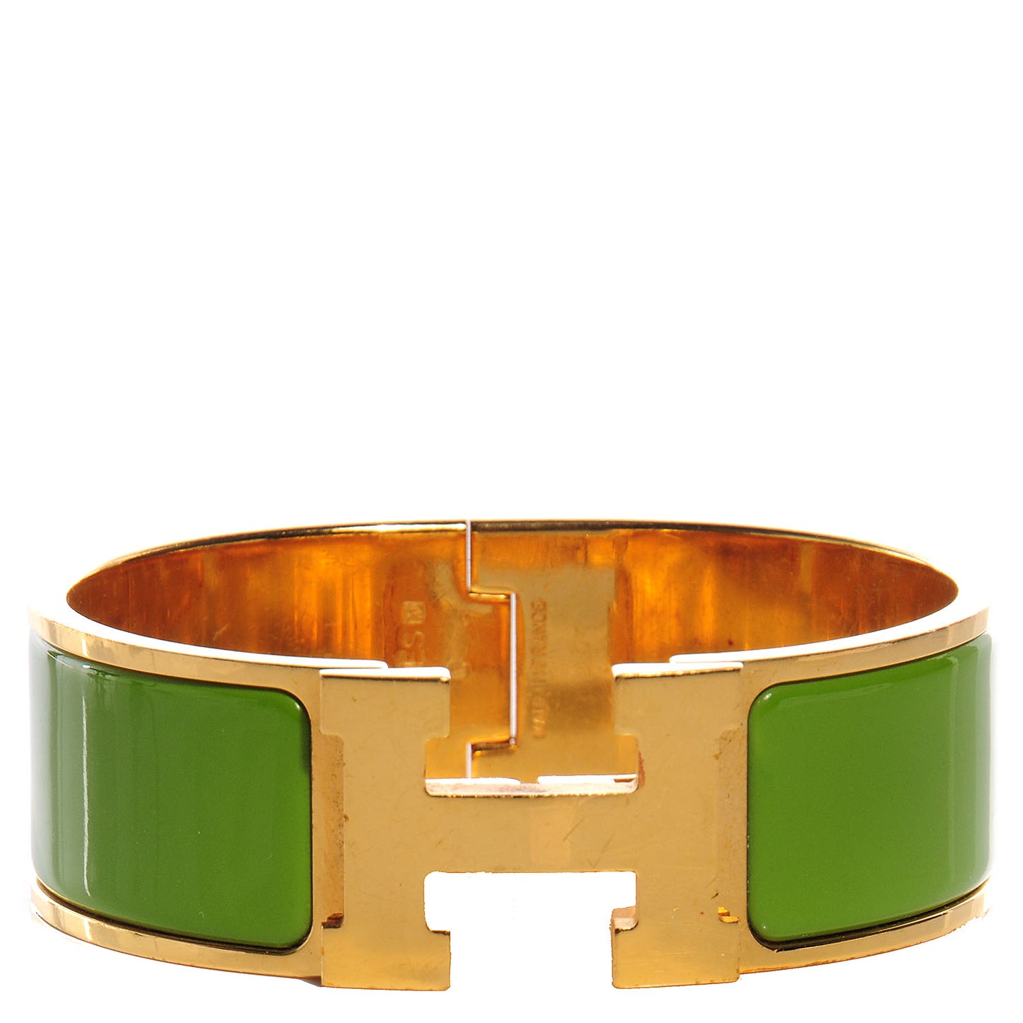 Enamel Clic Clac H Bracelet Wide PM Vert Prairie