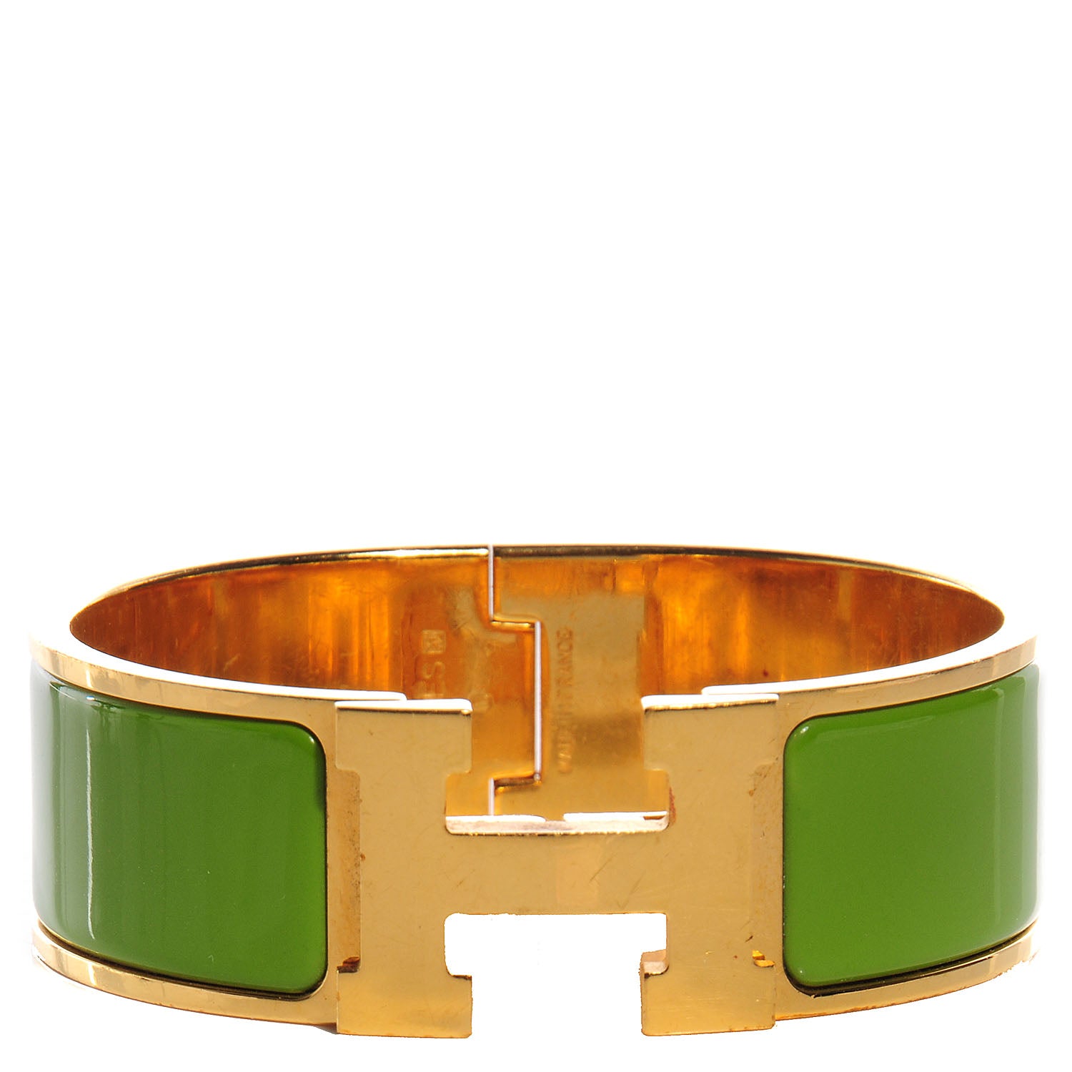 Hermes Enamel Clic Clac H Bracelet Wide PM Vert Prairie 1 of 4