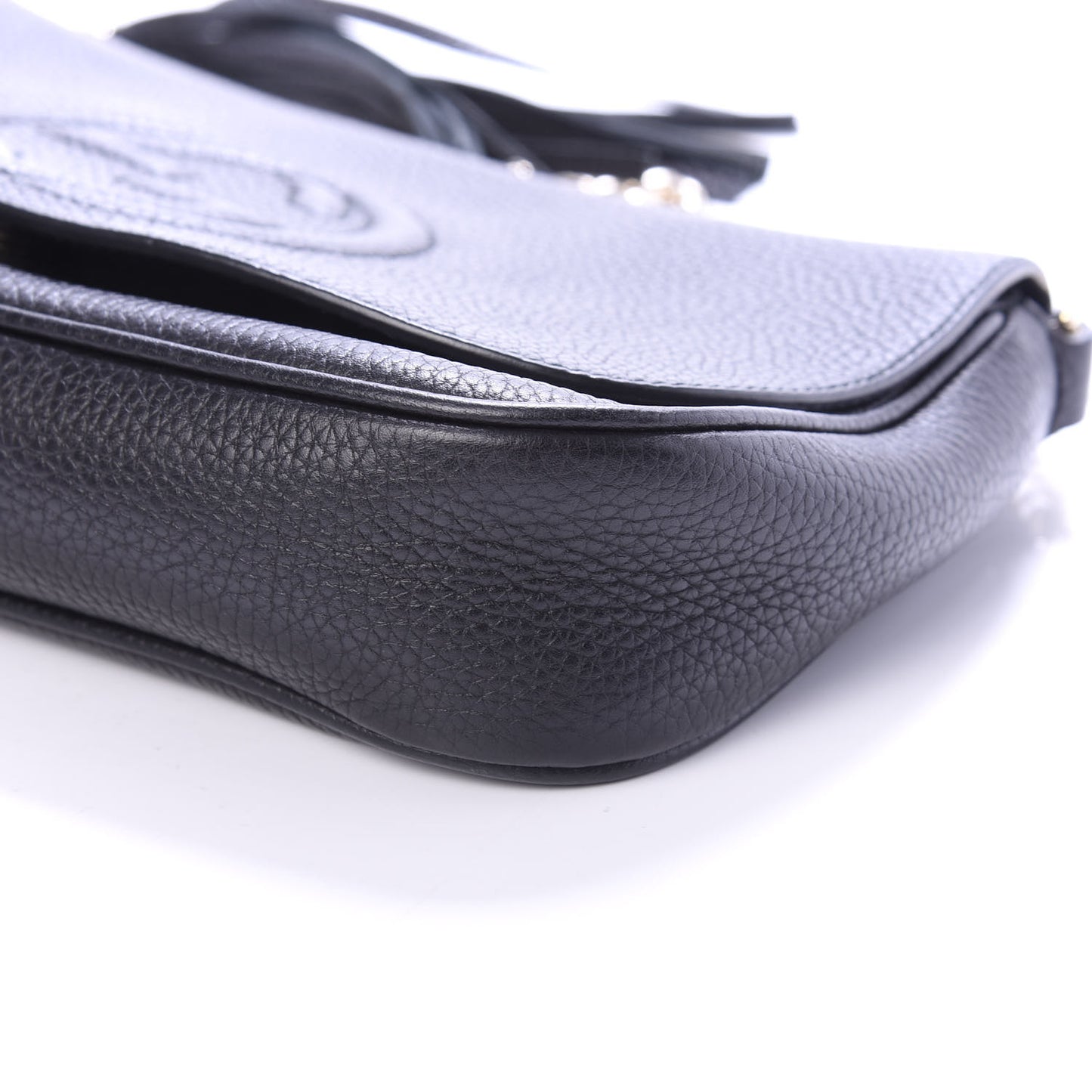 Pebbled Calfskin Medium Soho Flap Crossbody Black