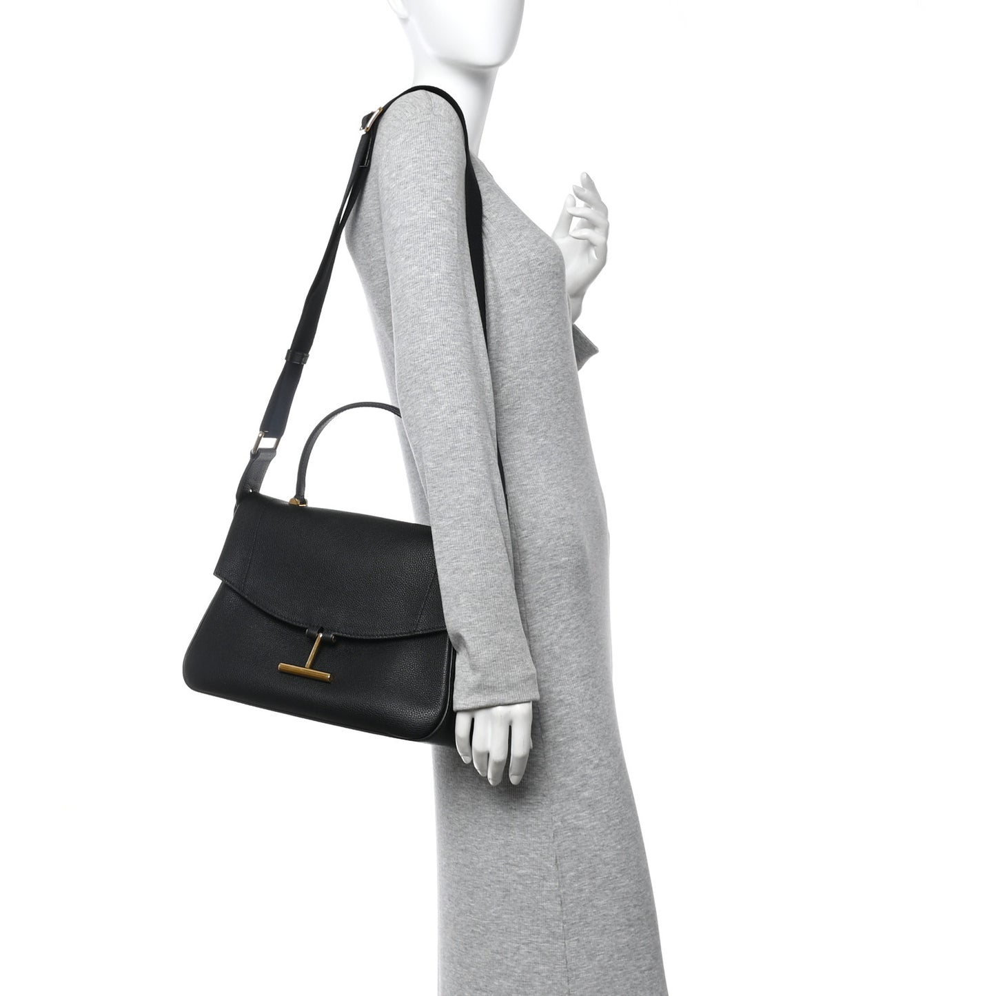 Calfskin Tara Top Handle Bag Black