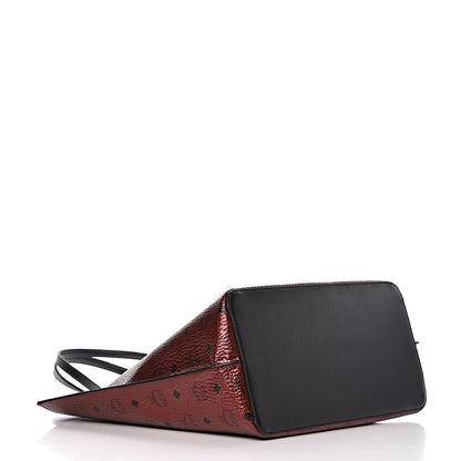 MCM Metallic Visetos Shopper Tote Scooter Red 4 of 13
