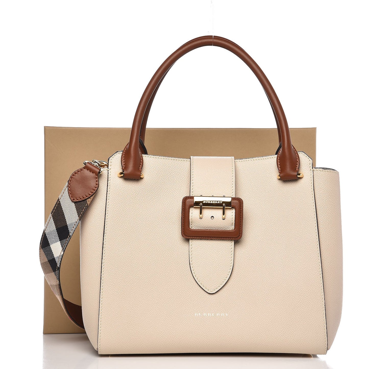Soft Grain Calfskin Medium Buckle Tote Black Limestone