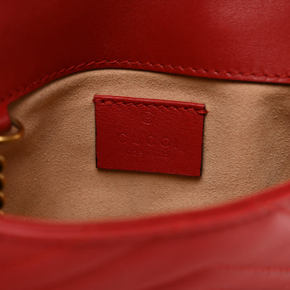 Gucci Calfskin Matelasse Super Mini GG Marmont Shoulder Bag Hibiscus Red 6 of 10