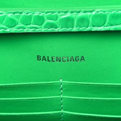 Balenciaga Shiny Calfskin Tonal B Crocodile Embossed Hourglass Chain Bag Vivid Green 6 of 9