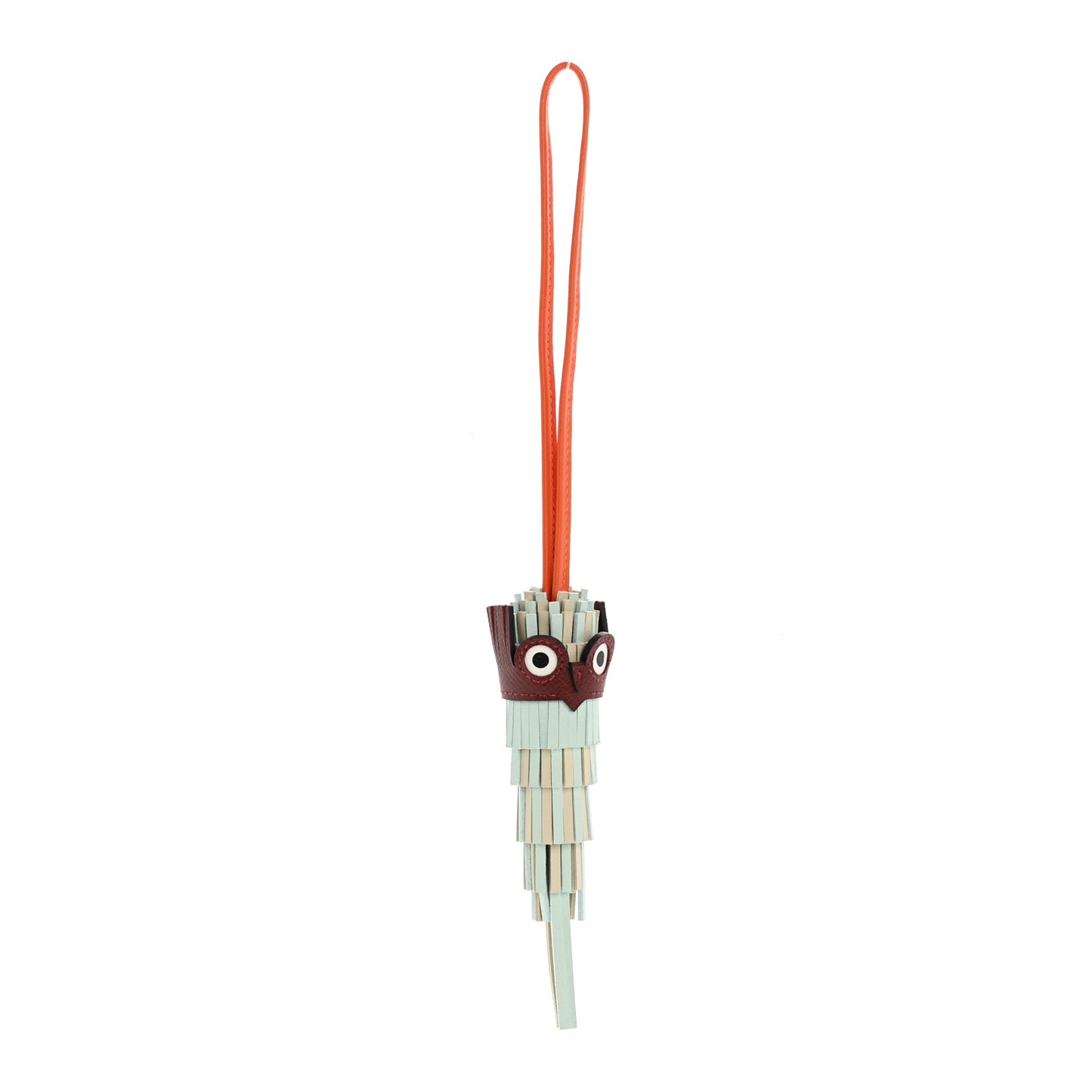 Milo Lambskin Epsom Chouette Bag Charm Vert Peppermint Clé Feu Rouge H White Black