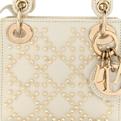 Christian Dior Lambskin Pearl Cannage Micro Lady Dior Latte 8 of 10