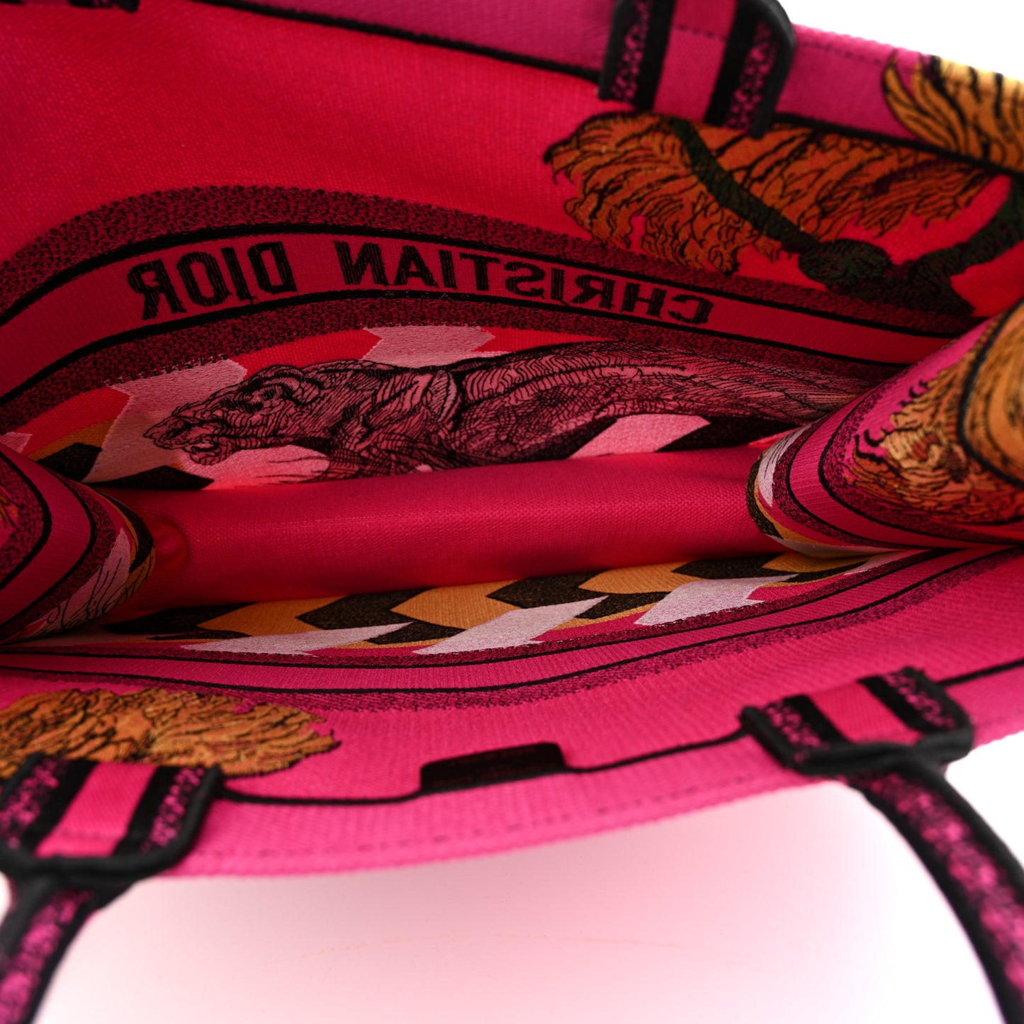 Canvas Embroidered Large Jungle Pop Book Tote Fuchsia Multicolor