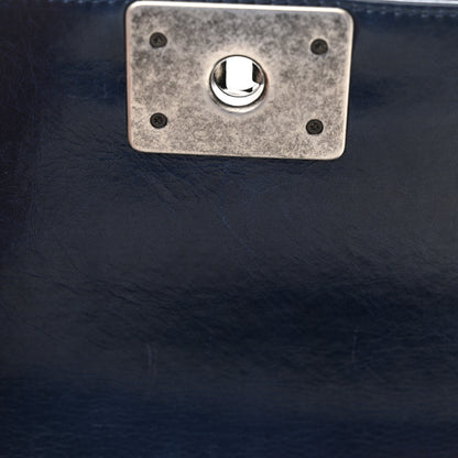 Chanel Glazed Calfskin Quilted Small Boy Chained Flap Navy 12 of 12