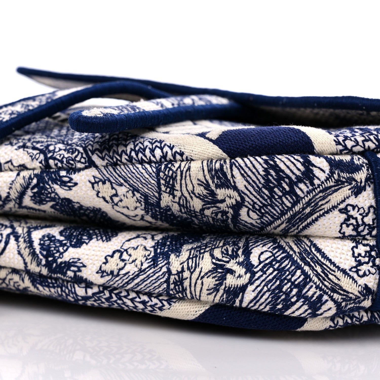 Christian Dior Canvas Embroidered Toile de Jouy Saddle Bag Blue 9 of 12