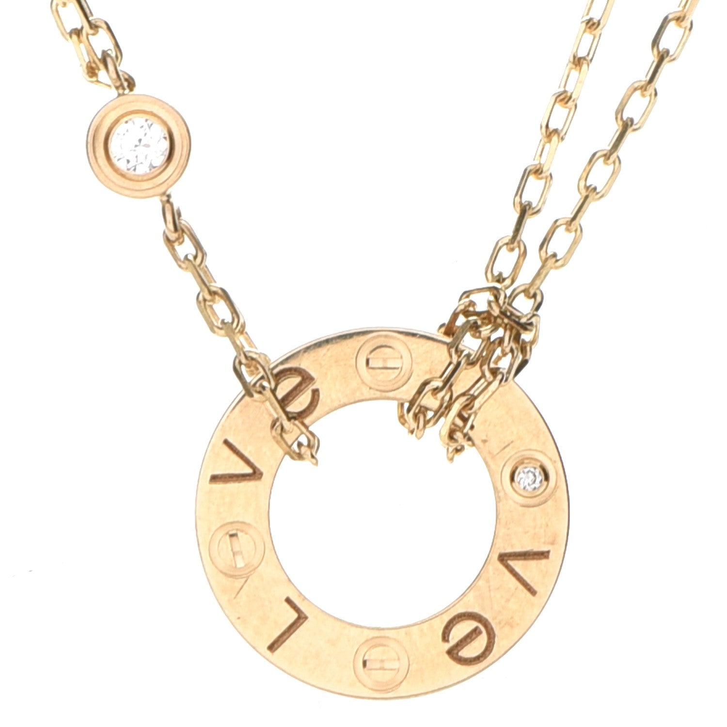Cartier 18K Yellow Gold 2 Diamond LOVE Necklace 4 of 8